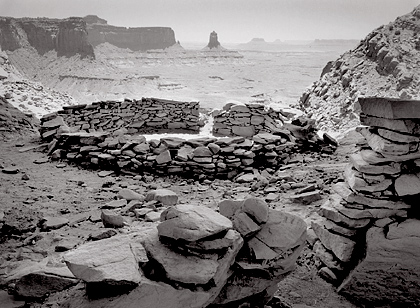 Amcient Kiva, Utah. Black and white photograph