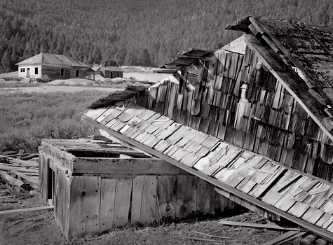 Broken Roof, Gilmore, Idaho. Limited edition black and white photograph