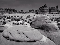 Storm Over Chesler Park, Canyonlands National Park, Utah. Black and white photograph