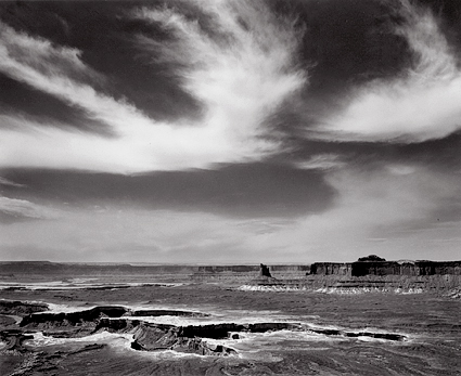 Clouds Over Murphy Point, Utah. Black and white photograph Clouds Over Murphy Point, Utah. Black and white photograph