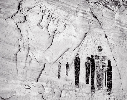 Great Gallery Pictographs. Utah. Black and white photograph
