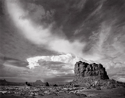 Land Of Standing Rocks, Utah. Black and white photograph