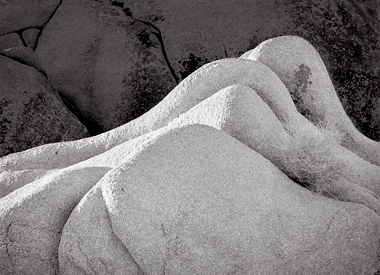 Rock Forms, Joshua Tree, California. Black and white photograph