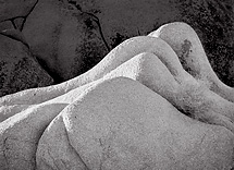Rock Forms, Joshua Tree, California. Black and white photograph