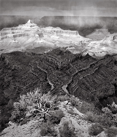 Storm From Shoshone Point, Arizona. Black and white photograph