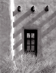 Window and Shadows, Santa Fe, New Mexico. Black and white photograph