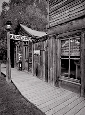 Barber Shop, Nevada City, MT. Limited edition black and white photograph