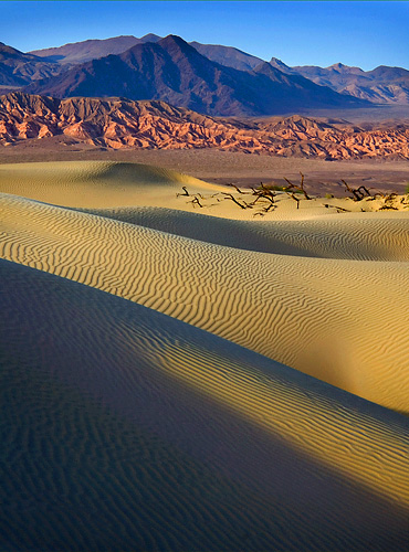 Dunes and Buttes, Death Valley, California. Color Photograph