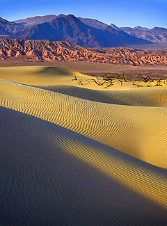 Dunes and Buttes, Death Valley. Color photograph