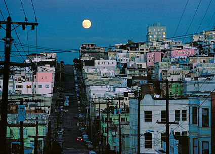 Moonrise, San Francisco, 1978. San Francisco, California. Color Photograph