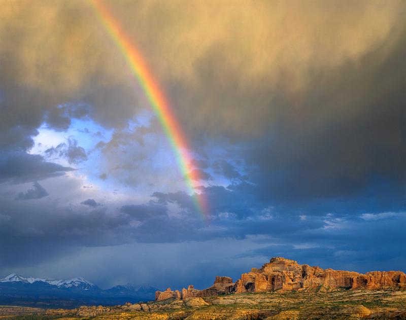 Rainbow Over Bluffs, 1995. Arches National Park, Utah