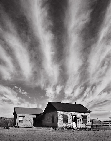 Clouds, Shakepeare. Shakespeare, New Mexico. Black and white photograph