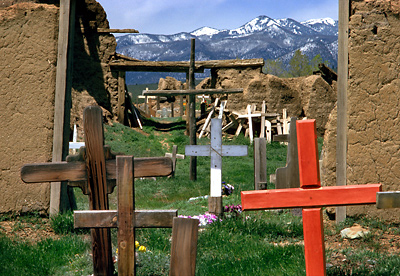 Graveyard, Taos. Taos Pueblo, New Mexico. Color Photograph